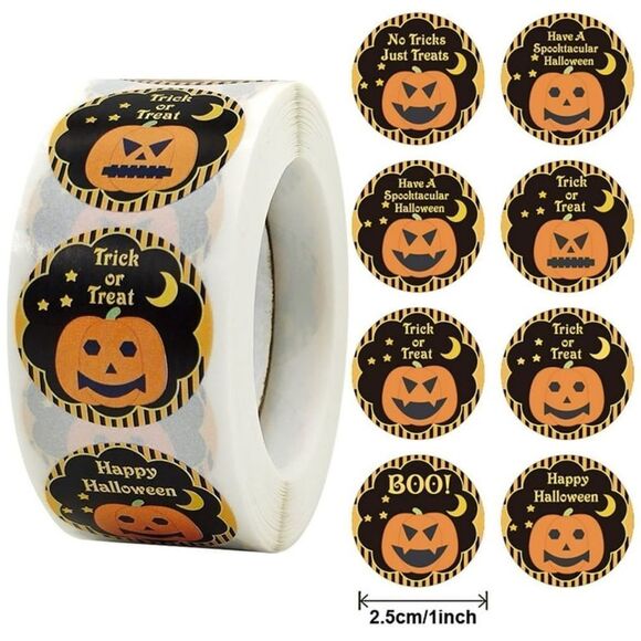 500 Halloween Pumpkin Stickers - Picture 2 of 4